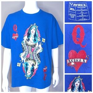 AVIREX Vintage T-Shirt XL Queen of Heart GRAPHIC TEE Vtg 00s Y2K SS Virgin Mary